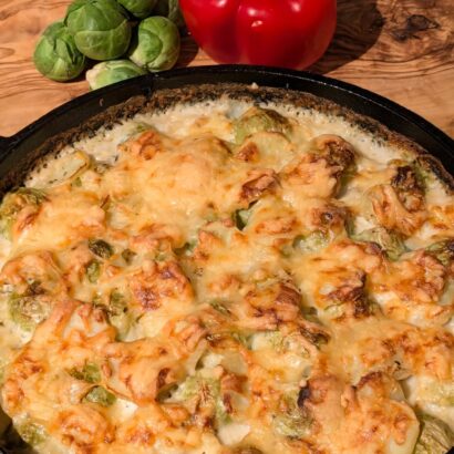 Kartoffelgratin mit Rosenkohl