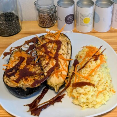 Spicy karamellisierte Aubergine